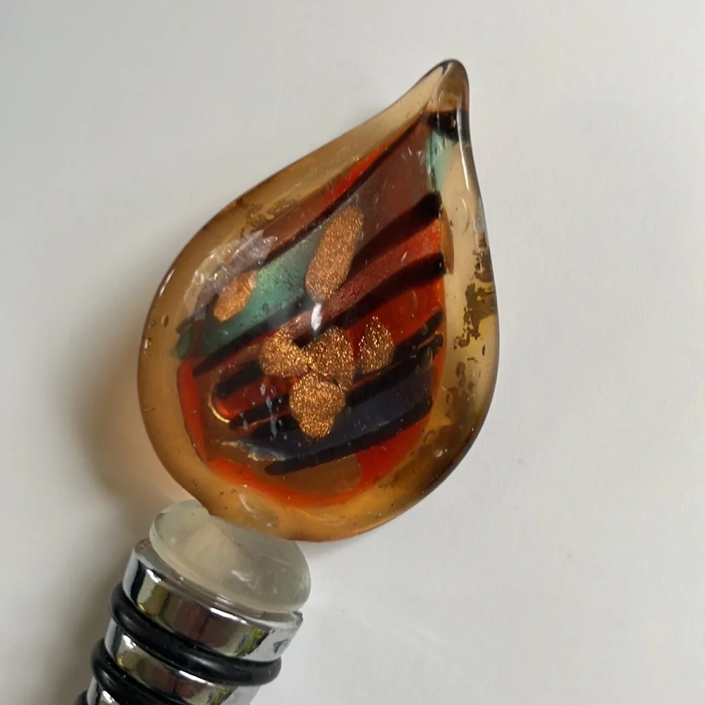 Hand Crafted wine Bottle Stop Handblown Glass